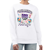 Sacramento Kings G-III 4Her by Carl Banks Women's Flowers Team Logo Graphic Fleece Crewneck Pullover Sweatshirt White