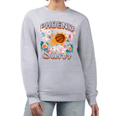 Phoenix Suns G-III 4Her by Carl Banks Women's Flowers Team Logo Graphic Fleece Crewneck Pullover Sweatshirt Heather Gray