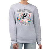 San Antonio Spurs G-III 4Her by Carl Banks Women's Flowers Team Logo Graphic Fleece Crewneck Pullover Sweatshirt Heather Gray