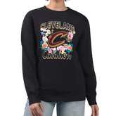 Cleveland Cavaliers G-III 4Her by Carl Banks Women's Flowers Team Logo Graphic Fleece Crewneck Pullover Sweatshirt Black