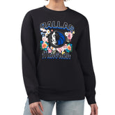 Dallas Mavericks G-III 4Her by Carl Banks Women's Flowers Team Logo Graphic Fleece Crewneck Pullover Sweatshirt Black