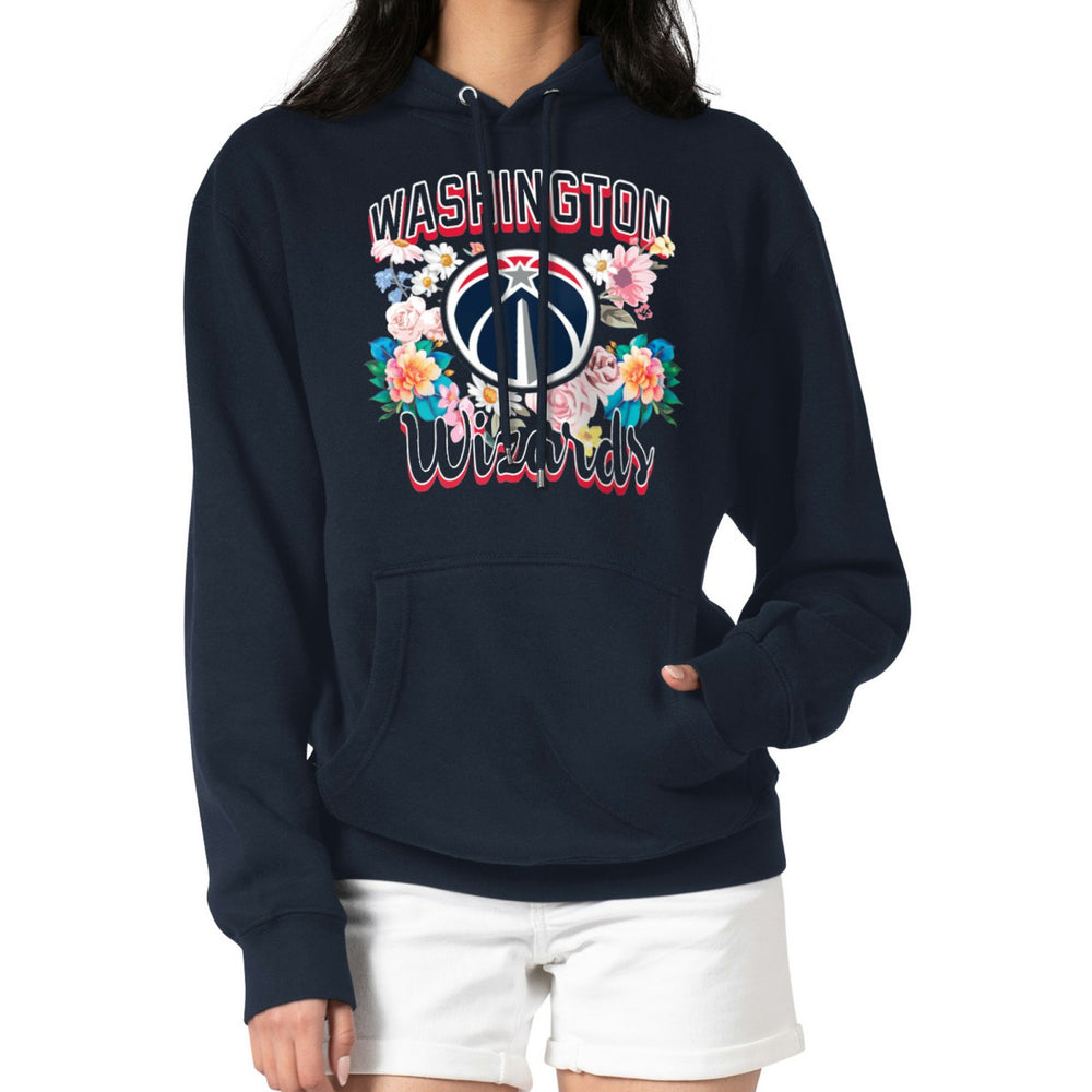 Washington Wizards G-III 4Her by Carl Banks Women's Flowers Team Logo Graphic Fleece Pullover Hoodie Navy
