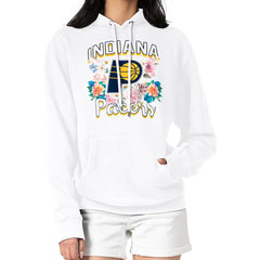 Indiana Pacers G-III 4Her by Carl Banks Women's Flowers Team Logo Graphic Fleece Pullover Hoodie White