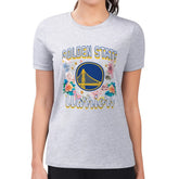 Golden State Warriors G-III 4Her by Carl Banks Women's Super-Slim Fit Lightweight Flowers Team Logo Graphic T-Shirt Heather Gray