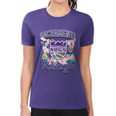 Sacramento Kings G-III 4Her by Carl Banks Women's Super-Slim Fit Lightweight Flowers Team Logo Graphic T-Shirt Purple