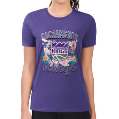 Sacramento Kings G-III 4Her by Carl Banks Women's Super-Slim Fit Lightweight Flowers Team Logo Graphic T-Shirt Purple