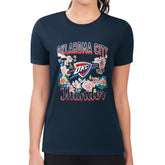 Oklahoma City Thunder G-III 4Her by Carl Banks Women's Super-Slim Fit Lightweight Flowers Team Logo Graphic T-Shirt Navy