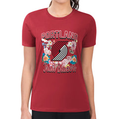 Portland Trail Blazers G-III 4Her by Carl Banks Women's Super-Slim Fit Lightweight Flowers Team Logo Graphic T-Shirt Red