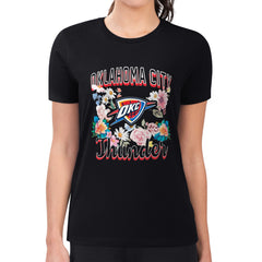 Oklahoma City Thunder G-III 4Her by Carl Banks Women's Super-Slim Fit Lightweight Flowers Team Logo Graphic T-Shirt Black