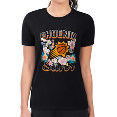 Phoenix Suns G-III 4Her by Carl Banks Women's Super-Slim Fit Lightweight Flowers Team Logo Graphic T-Shirt Black