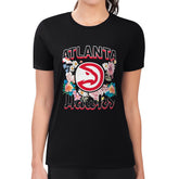 Atlanta Hawks G-III 4Her by Carl Banks Women's Super-Slim Fit Lightweight Flowers Team Logo Graphic T-Shirt Black