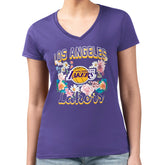 Los Angeles Lakers G-III 4Her by Carl Banks Women's Super-Slim Fit Lightweight Flowers Team Logo Graphic V-Neck T-Shirt Purple