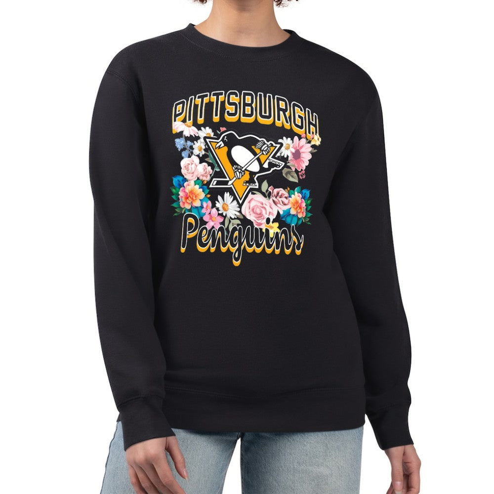 Pittsburgh Penguins G-III 4Her by Carl Banks Women's Flower Logo Pullover Sweatshirt - Black | NHL discount