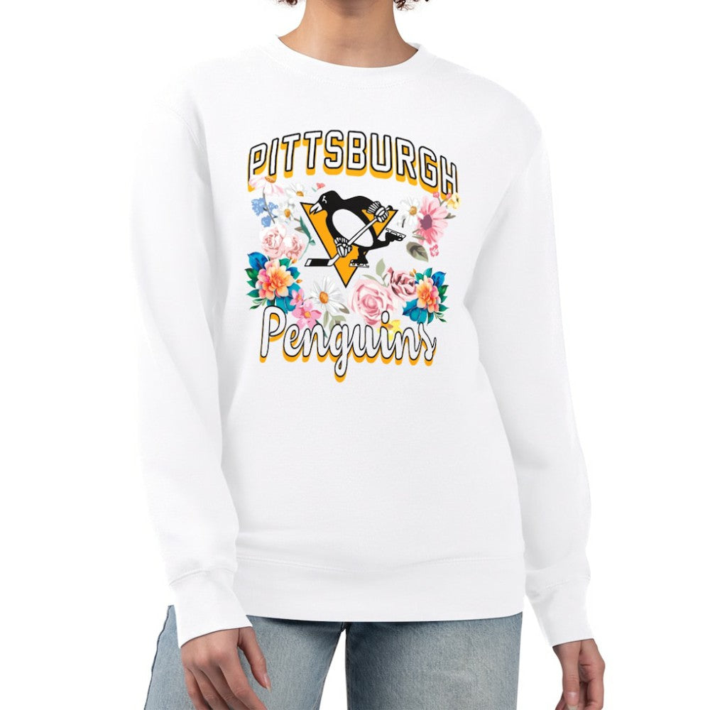 Pittsburgh Penguins G-III 4Her by Carl Banks Women's Flower Logo Pullover Sweatshirt - White | NHL on sale