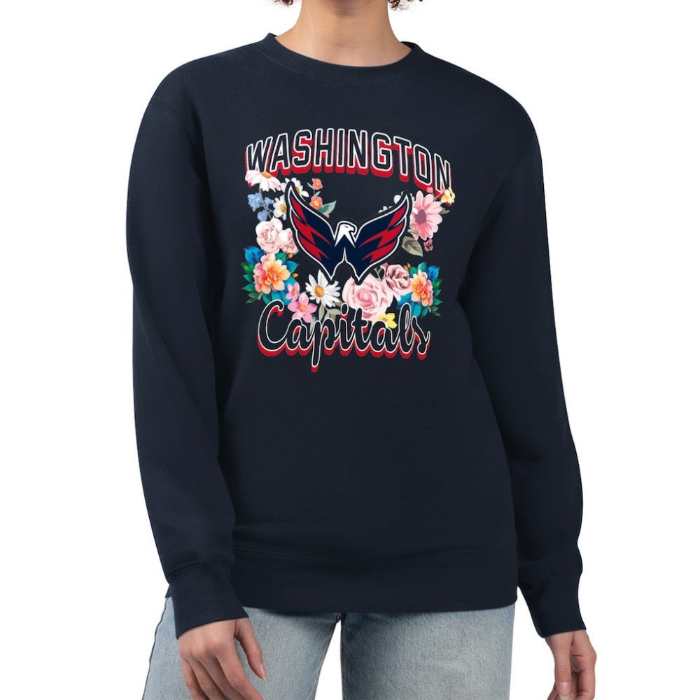 Washington Capitals G-III 4Her by Carl Banks Women's Flower Logo Pullover Sweatshirt - Navy | NHL sale