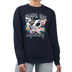 Tampa Bay Lightning G-III 4Her by Carl Banks Women's Flower Logo Pullover Sweatshirt - Navy | NHL discount