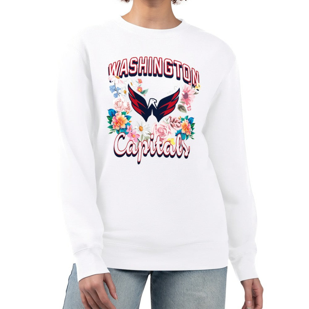 Washington Capitals G-III 4Her by Carl Banks Women's Flower Logo Pullover Sweatshirt - White | NHL sale