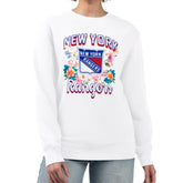 New York Rangers G-III 4Her by Carl Banks Women's Flower Logo Pullover Sweatshirt - White | NHL on sale