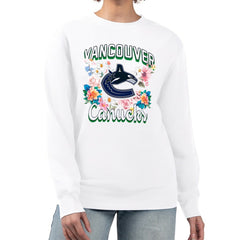 Vancouver Canucks G-III 4Her by Carl Banks Women's Flower Logo Pullover Sweatshirt - White | NHL sale