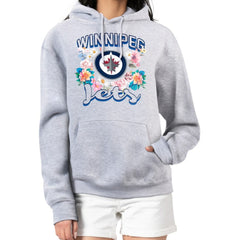 Winnipeg Jets G-III 4Her by Carl Banks Women's Flower Logo Pullover Hoodie - Heather Gray | NHL Clearance