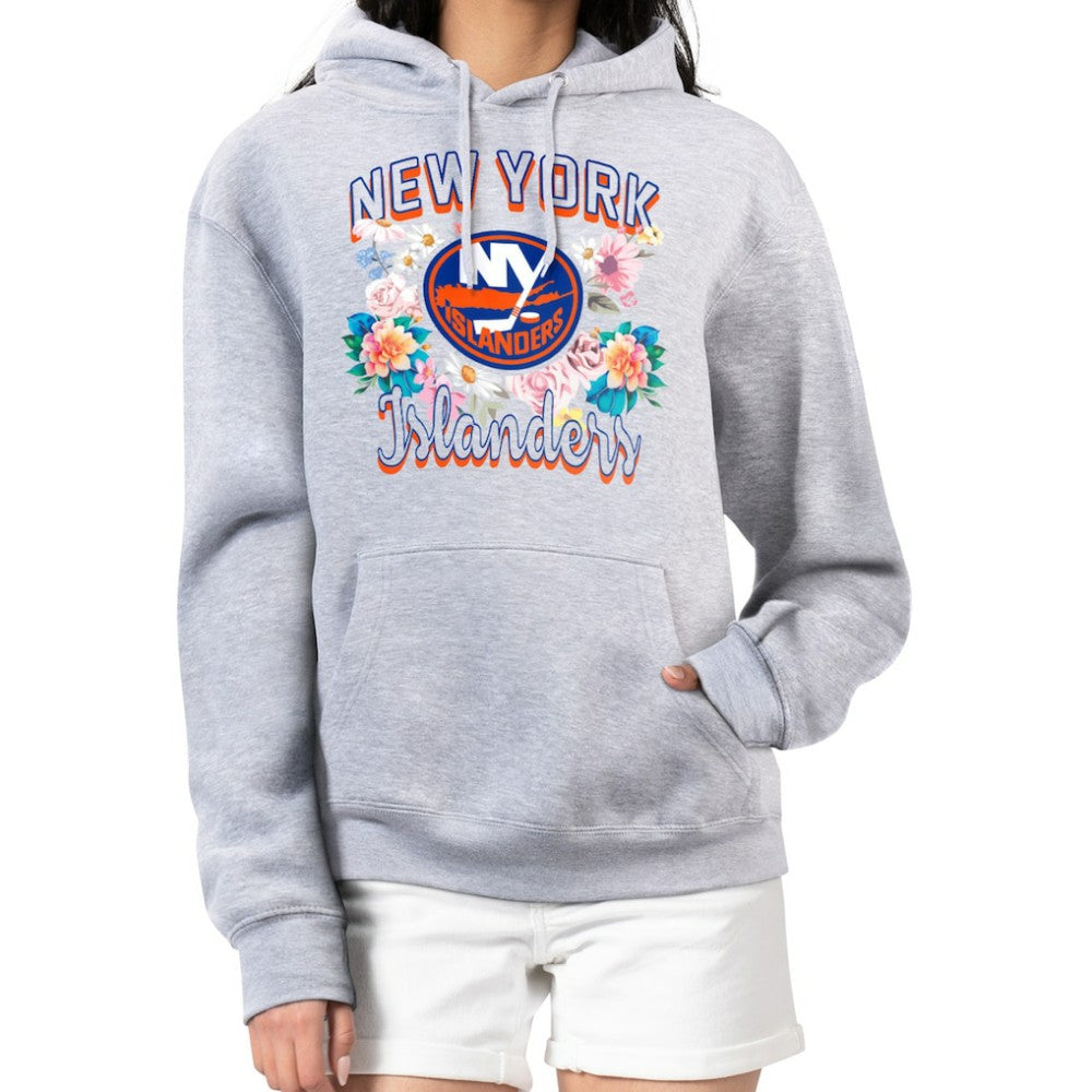 New York Islanders G-III 4Her by Carl Banks Women's Flower Logo Pullover Hoodie - Heather Gray | NHL discount