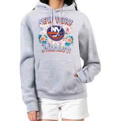 New York Islanders G-III 4Her by Carl Banks Women's Flower Logo Pullover Hoodie - Heather Gray | NHL discount
