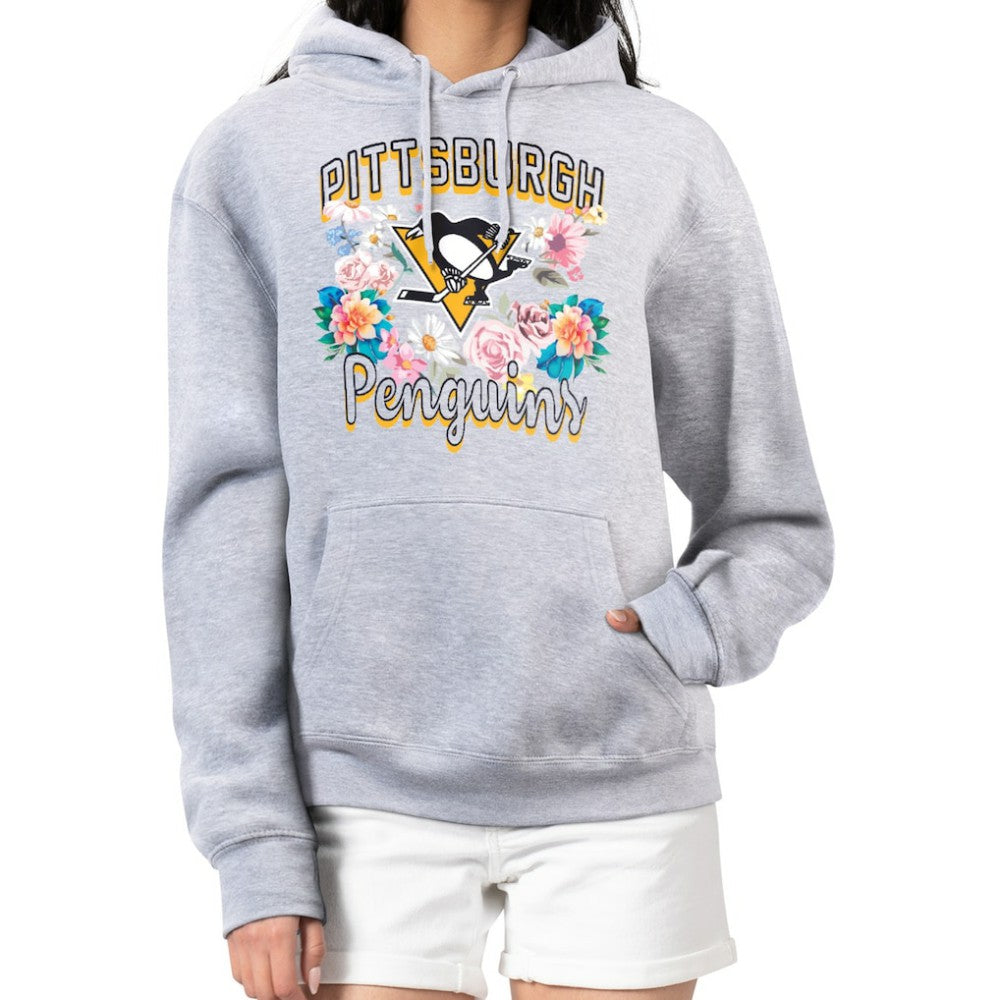 Pittsburgh Penguins G-III 4Her by Carl Banks Women's Flower Logo Pullover Hoodie - Heather Gray | NHL Lifestyle