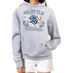 Seattle Kraken G-III 4Her by Carl Banks Women's Flower Logo Pullover Hoodie - Heather Gray | NHL on sale