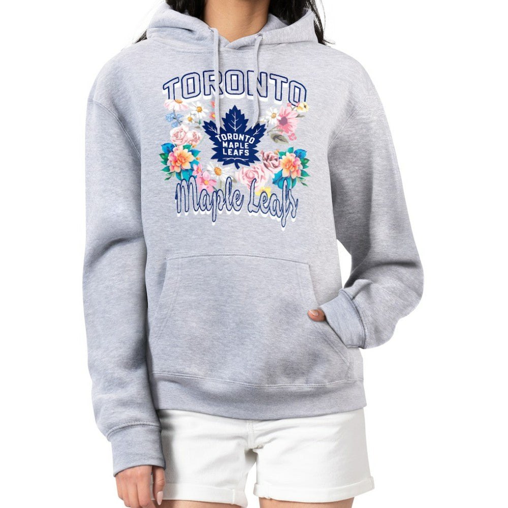 Toronto Maple Leafs G-III 4Her by Carl Banks Women's Flower Logo Pullover Hoodie - Heather Gray | NHL Clearance