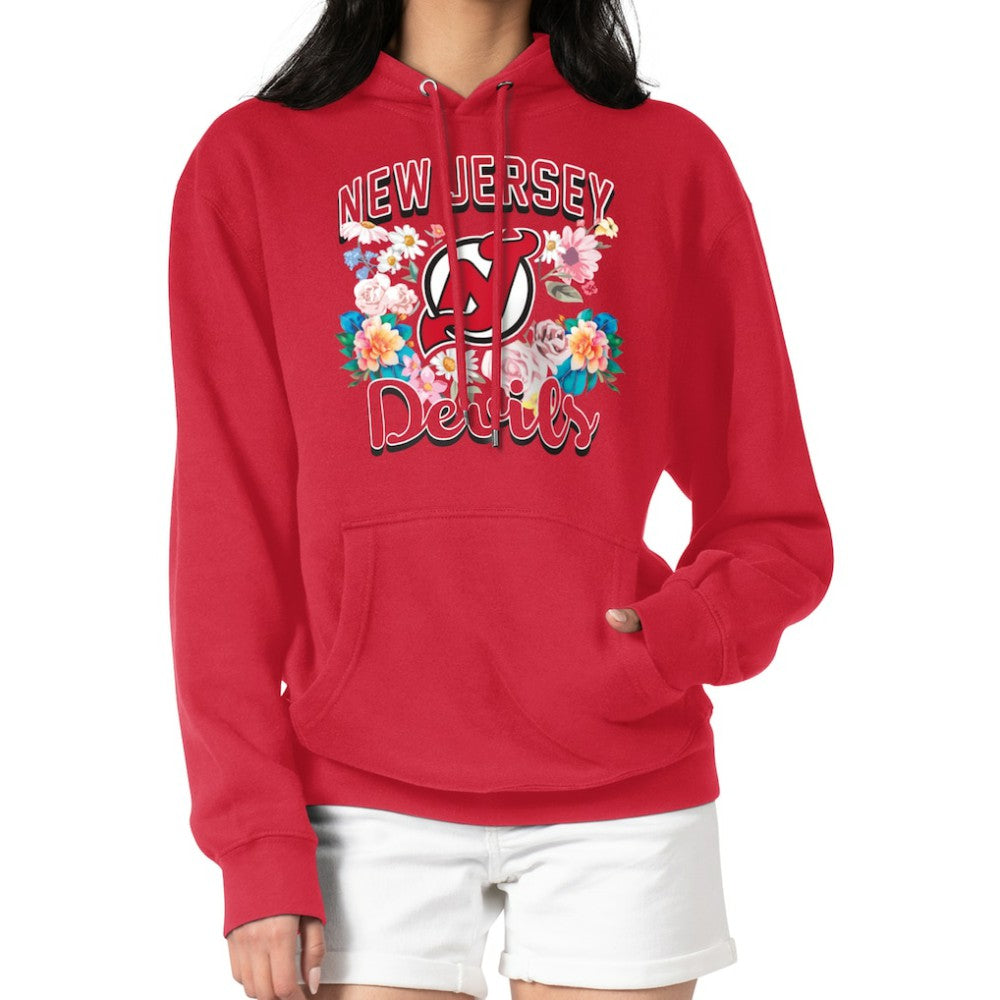 New Jersey Devils G-III 4Her by Carl Banks Women's Flower Logo Pullover Hoodie - Red | NHL Clearance