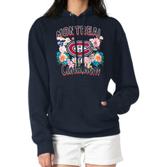 Montreal Canadiens G-III 4Her by Carl Banks Women's Flower Logo Pullover Hoodie - Navy | NHL on sale