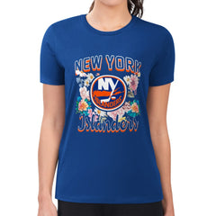 New York Islanders G-III 4Her by Carl Banks Women's Super-Slim Fit Lightweight Flower Logo T-Shirt - Royal | NHL near me