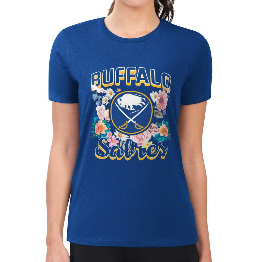 Buffalo Sabres G-III 4Her by Carl Banks Women's Super-Slim Fit Lightweight Flower Logo T-Shirt - Royal | NHL near me