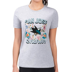 San Jose Sharks G-III 4Her by Carl Banks Women's Super-Slim Fit Lightweight Flower Logo T-Shirt - Heather Gray | NHL discount