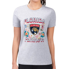 Florida Panthers G-III 4Her by Carl Banks Women's Super-Slim Fit Lightweight Flower Logo T-Shirt - Heather Gray | NHL discount