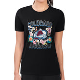 Colorado Avalanche G-III 4Her by Carl Banks Women's Super-Slim Fit Lightweight Flower Logo T-Shirt - Black | NHL Clearance