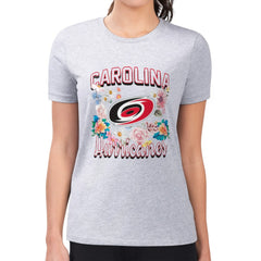 Carolina Hurricanes G-III 4Her by Carl Banks Women's Super-Slim Fit Lightweight Flower Logo T-Shirt - Heather Gray | NHL near me