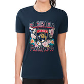 Florida Panthers G-III 4Her by Carl Banks Women's Super-Slim Fit Lightweight Flower Logo T-Shirt - Navy | NHL Lifestyle