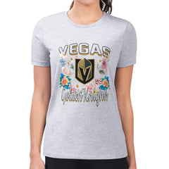 Vegas Golden Knights G-III 4Her by Carl Banks Women's Super-Slim Fit Lightweight Flower Logo T-Shirt - Heather Gray | NHL on sale