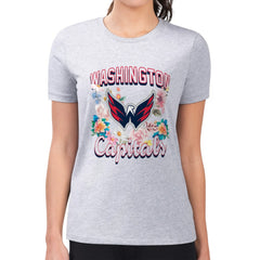 Washington Capitals G-III 4Her by Carl Banks Women's Super-Slim Fit Lightweight Flower Logo T-Shirt - Heather Gray | NHL near me