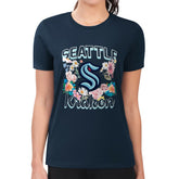 Seattle Kraken G-III 4Her by Carl Banks Women's Super-Slim Fit Lightweight Flower Logo T-Shirt - Navy | NHL online