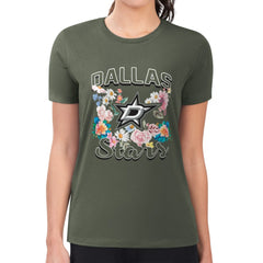 Dallas Stars G-III 4Her by Carl Banks Women's Super-Slim Fit Lightweight Flower Logo T-Shirt - Green | NHL on sale