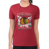 Chicago Blackhawks G-III 4Her by Carl Banks Women's Super-Slim Fit Lightweight Flower Logo T-Shirt - Red | NHL Clearance