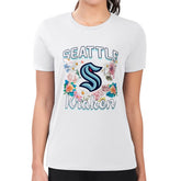 Seattle Kraken G-III 4Her by Carl Banks Women's Super-Slim Fit Lightweight Flower Logo T-Shirt - White | NHL Clearance
