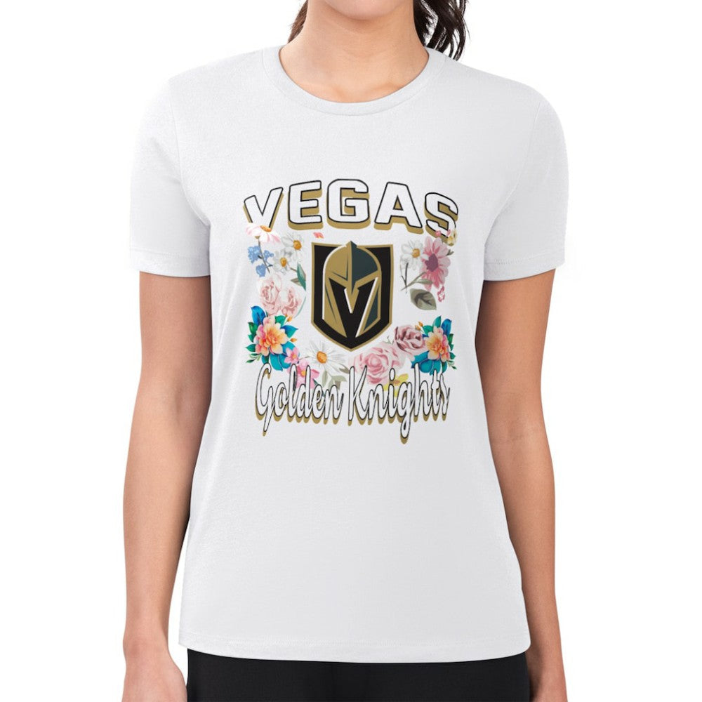 Vegas Golden Knights G-III 4Her by Carl Banks Women's Super-Slim Fit Lightweight Flower Logo T-Shirt - White | NHL online