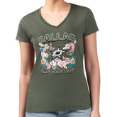 Dallas Stars G-III 4Her by Carl Banks Women's Super-Slim Fit Lightweight Flower Logo V-Neck T-Shirt - Green | NHL near me