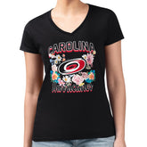Carolina Hurricanes G-III 4Her by Carl Banks Women's Super-Slim Fit Lightweight Flower Logo V-Neck T-Shirt - Black | NHL online