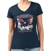 Washington Capitals G-III 4Her by Carl Banks Women's Super-Slim Fit Lightweight Flower Logo V-Neck T-Shirt - Navy | NHL discount