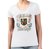 Vegas Golden Knights G-III 4Her by Carl Banks Women's Super-Slim Fit Lightweight Flower Logo V-Neck T-Shirt - White | NHL sale
