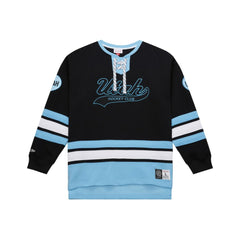 Utah Hockey Club Mitchell & Ness Heritage Lace-Up Pullover Sweatshirt - Black | NHL Lifestyle
